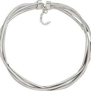 Silver Chunky Statement Choker Layered Snakebone Chain Collar Twist Classy